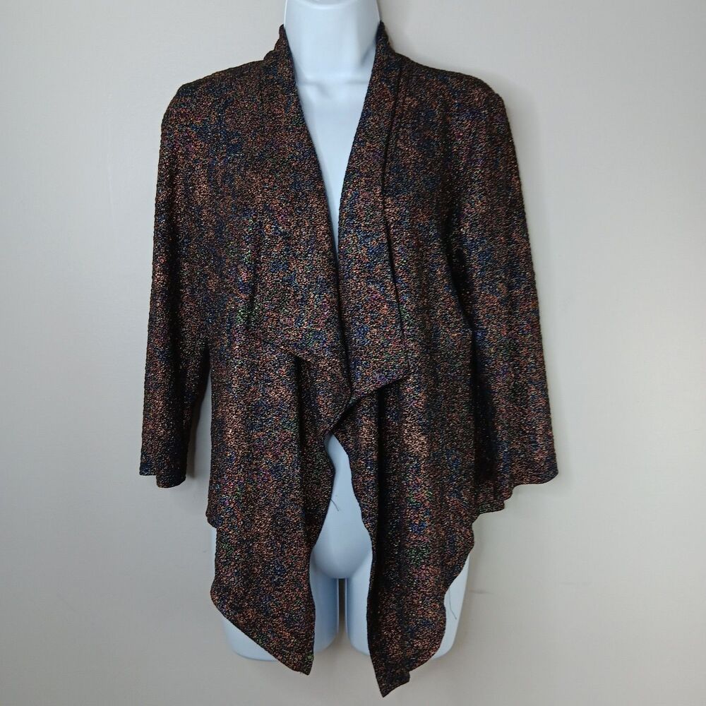 Clara Sun Woo Cardigan Medium Shimmer Draped Open Front Event